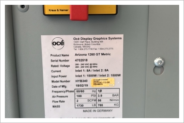 Oce Arizona 1260 GT in D  09-2025